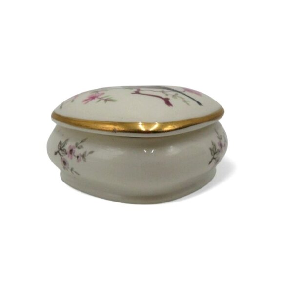 Vintage Palissy ROYAL WORCESTER Heart Trinket Bird And Floral England - Picture 8 of 13